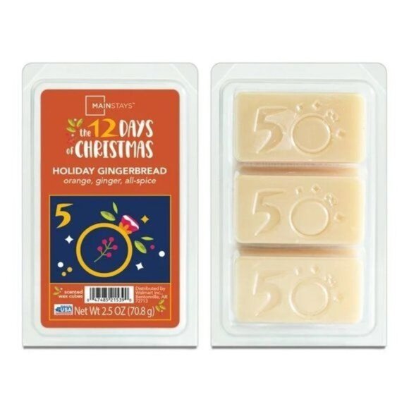 Mainstays 5th Day 12 Days Of Christmas Holiday Gingerbread Scented Wax Cubes NEW - Picture 3 of 4